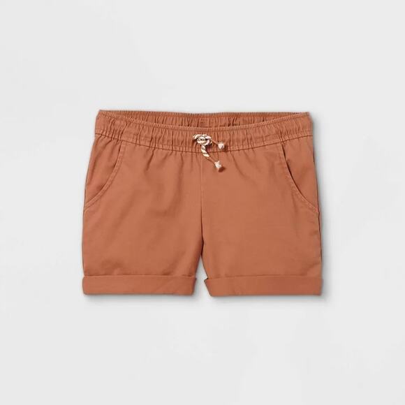 Chino Shorts Cat & Jack Brown XS Casual Adjustable Waist Drawstring Pocket Short - Picture 3 of 8